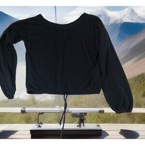 Abercrombie & Fitch Soft A&F Cozy Tie Waist Black Cropped Top Size XS